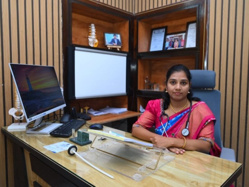 Dr. Lakshmi Mrudula V at her consultation desk