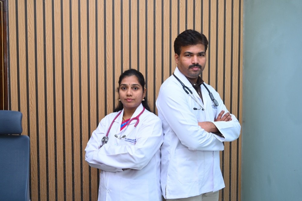 Dr. Tejo Phanindra P and Dr. Lakshmi Mrudula V back to back